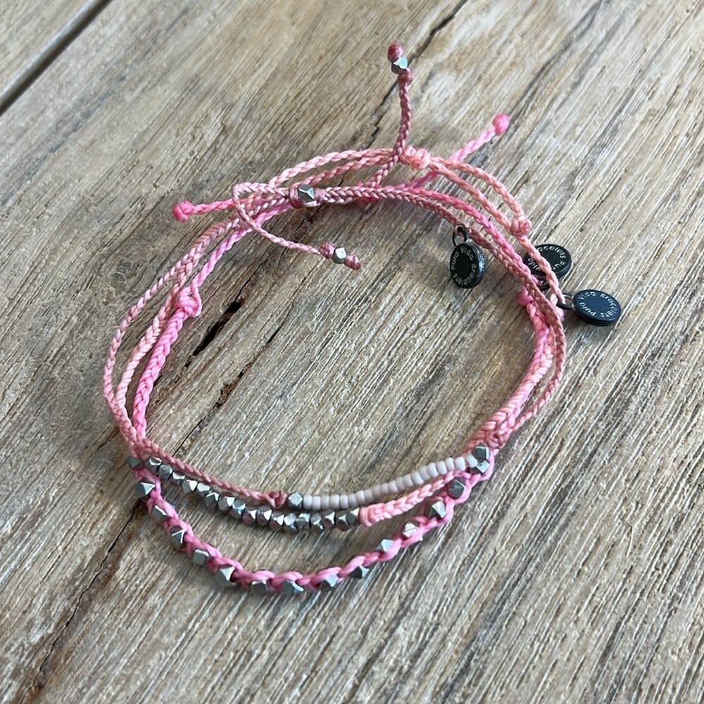 Pura Vida Bracelet Bundle Pink Silver Seed Beads Peach Set Monthly Club Rare